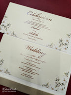 KLB777 Floral Design Creme Color Embossed Semi Box Wedding Card (2 Page)
