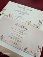 KLB778 Sita Ram Design Creme Color Embossed Semi Box Wedding Card (2 Page)