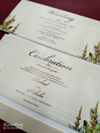 KLB779 Varha Swamy & Bhi Devi Design Creme Color Embossed Semi Box Wedding Card (2 Page)