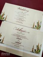 KLB779 Varha Swamy & Bhi Devi Design Creme Color Embossed Semi Box Wedding Card (2 Page)
