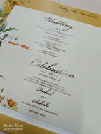 KLB780 Floral Design Yellow Color Embossed Semi Box Wedding Card (2 Page)