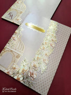 KLB782 Floral Design Pink Color Double Door Style Semi Box Wedding Card (2 Page) , (2 Page & Couple Name Acrylic)