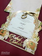 KLB795 Elephant Design Pink Color Couple Name Laser Cut Wedding Card (2 Page)