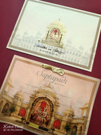 KLB797 Dulha Dulhan Royal Fort Design Creme Color Semi Box Wedding Card (2 Page & Couple Name Acrylic)