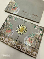 KLB807 Elephant Design Brown Color Double Door Style Hardboard Padding Thick Wedding Card (2 Page & Couple Initial Acrylic)