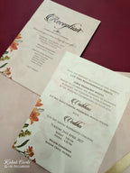 KLB810 Floral Design Creme Color Hardboard Padding Thick Wedding Card (2 Page & Couple Name Acrylic)