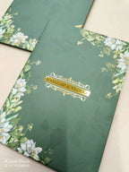 KLB818 Floral Design Green Color Hardboard Padding Thick Wedding Card (2 Page & Couple Name Acrylic)