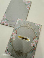 KLB820 Floral Traditional Design Brown Color Hardboard Padding Thick Wedding Card (2 Page & Couple Name Acrylic)