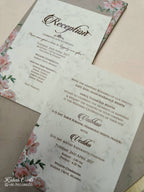 KLB820 Floral Traditional Design Brown Color Hardboard Padding Thick Wedding Card (2 Page & Couple Name Acrylic)