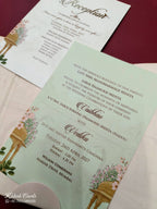 KLB823 Royal Fort Design Creme Brown Color Double Door Style Hardboard Padding Thick Wedding Card (2 Page & Couple Initial Acrylic)