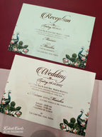 KLB824 Peacock Design Creme Peach Color Double Door Style Hardboard Padding Thick Wedding Card (2 Page & Couple Initial Acrylic)