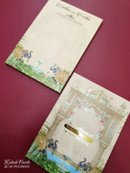 KLB830 Royal Fort Elephant Design Peach Color Hardboard Padding Thick Wedding Card (2 Page & Couple Name Acrylic)