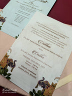 KLB830 Royal Fort Elephant Design Peach Color Hardboard Padding Thick Wedding Card (2 Page & Couple Name Acrylic)