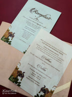 KLB830 Royal Fort Elephant Design Peach Color Hardboard Padding Thick Wedding Card (2 Page & Couple Name Acrylic)