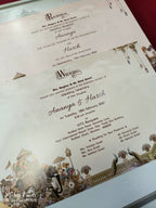KLB840 Royal Fort Barat Design Green Color Embossed Hardboard Padding Thick Wedding Card (2 Page)