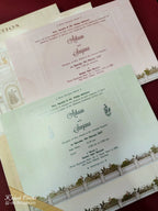 KLB841 Elephant Barat Design Creme Color Embossed Hardboard Padding Thick Wedding Card (2 Page)
