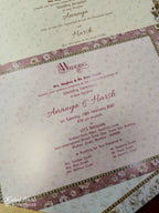 KLB844 Floral Design White Color Embossed Hardboard Padding Thick Wedding Card (2 Page & Couple Name Acrylic)