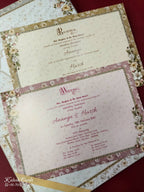 KLB844 Floral Design White Color Embossed Hardboard Padding Thick Wedding Card (2 Page & Couple Name Acrylic)