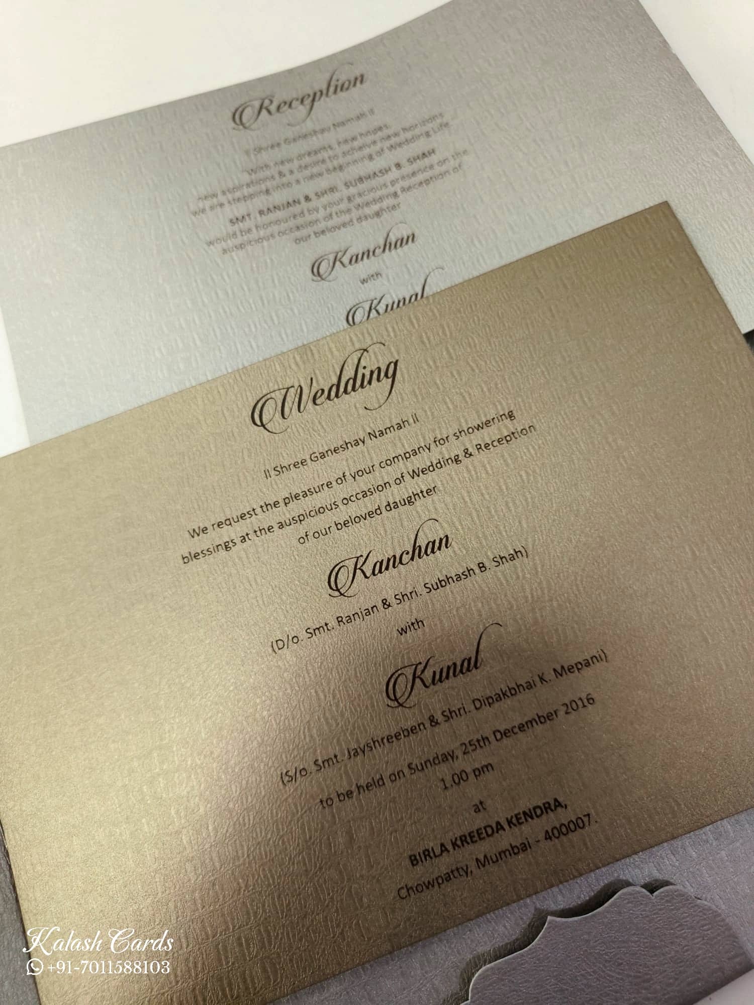 KLB855 Floral Design Red Golden Color Velvet Double Door Style Hardboard Padding Thick Wedding Card (2 Page & Couple Name Acrylic)