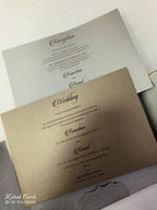 KLB855 Floral Design Red Golden Color Velvet Double Door Style Hardboard Padding Thick Wedding Card (2 Page & Couple Name Acrylic)