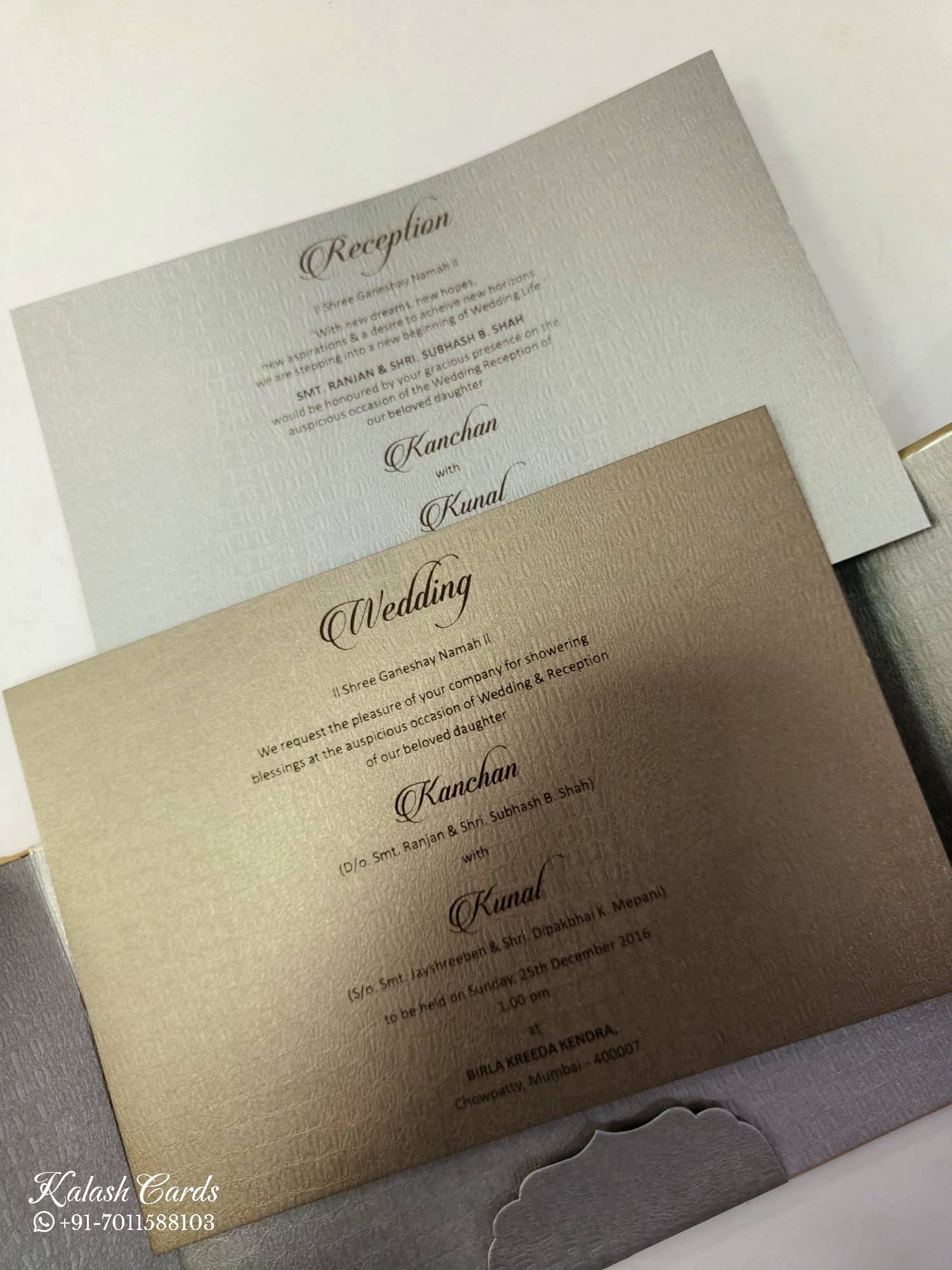 KLB855 Floral Design Red Golden Color Velvet Double Door Style Hardboard Padding Thick Wedding Card (2 Page & Couple Name Acrylic)