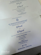 KLB856 Floral Design Grey Golden Color Velvet Double Door Style Hardboard Padding Thick Wedding Card (2 Page & Couple Name Acrylic)