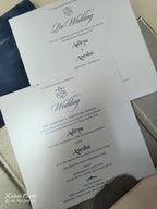 KLB861 Rose Floral Design Grey Golden Color Velvet Semi Box Hardboard Padding Thick Wedding Card (2 Page & Couple Name Acrylic)