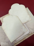 KLB872 Floral Design Creme Color Double Door Style Semi Box Wedding Card (2 Page & Couple Name Wooden Plate)