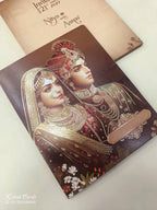 KLB873 Dulha Dulhan Design Brown Color Semi Box Wedding Card (2 Page)