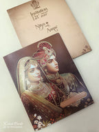 KLB873 Dulha Dulhan Design Brown Color Semi Box Wedding Card (2 Page)