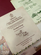 KLB874 Raja Rani Design Creme Maroon Color Semi Box Wedding Card (2 Page)