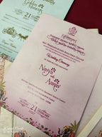 KLB892 Royal Fort Elephant Design Brown Color Hardboard Padding Thick Wedding Card (2 Page & Couple Name Wooden Plate)