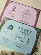 KLB897 Dulha Dulhan Design Brown Color Double Door Style Hardboard Padding Thick Wedding Card (2 Page)