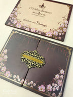KLB904 Maroon Purple Floral Door Style Padded Thick Wedding Card (2 Page & Couple Name Acrylic)