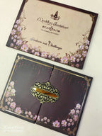 KLB904 Maroon Purple Floral Door Style Padded Thick Wedding Card (2 Page & Couple Name Acrylic)