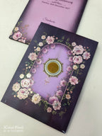 KLB909 Maroon Magenta Rose Floral Padded Thick Wedding Card (2 Page & Couple Initial Acrylic)