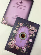 KLB909 Maroon Magenta Rose Floral Padded Thick Wedding Card (2 Page & Couple Initial Acrylic)