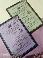 KLB909 Maroon Magenta Rose Floral Padded Thick Wedding Card (2 Page & Couple Initial Acrylic)
