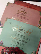 KLB911 Red Maroon Royal Fort Barat Laser Cut Padded Thick Wedding Card (2 Page & Couple Initial Acrylic)