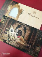 KLB917 Brown Lord Vishnu Padded Thick Wedding Card (2 Page)