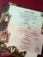 KLB917 Brown Lord Vishnu Padded Thick Wedding Card (2 Page)