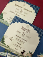 KLB919 Blue Royal Fort Padded Thick Wedding Card (2 Page & Couple Name Acrylic)