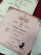 KLB920 Green Elephant Barat Padded Thick Wedding Card (2 Page & Couple Name Acrylic)