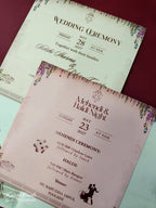 KLB920 Green Elephant Barat Padded Thick Wedding Card (2 Page & Couple Name Acrylic)