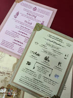 KLB926 Creme Green Elephant Laser Cut Padded Thick Wedding Card (2 Page & Couple Name Acrylic)