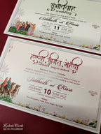 KLB946 Royal Blue Royal Fort Barat Padded Thick Wedding Card (2 Page & Couple Name Acrylic)