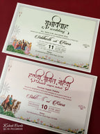 KLB946 Royal Blue Royal Fort Barat Padded Thick Wedding Card (2 Page & Couple Name Acrylic)
