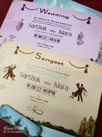 KLB947 Blue Shiv Parvati Padded Thick Wedding Card (2 Page & Couple Name Wooden Plate)