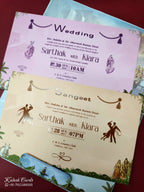 KLB947 Blue Shiv Parvati Padded Thick Wedding Card (2 Page & Couple Name Wooden Plate)
