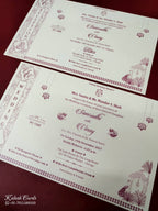 KLB949 White Royal Arch Embossed Padded Thick Wedding Card (2 Page & Couple Name Wooden Plate)